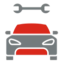 Stilisiertes graues Drucker-Icon mit rotem Papier als Symbol für Drucken und Dokumente.