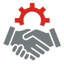 Graues Vorhängeschloss mit rotem Zahnrad als Symbol für IT-Sicherheit und Datenschutz.